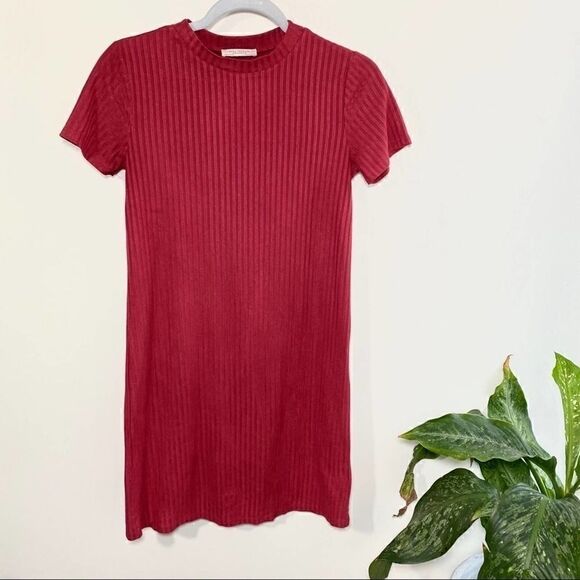 Zara red textured striped ribbed dress - Picture 5 of 7
